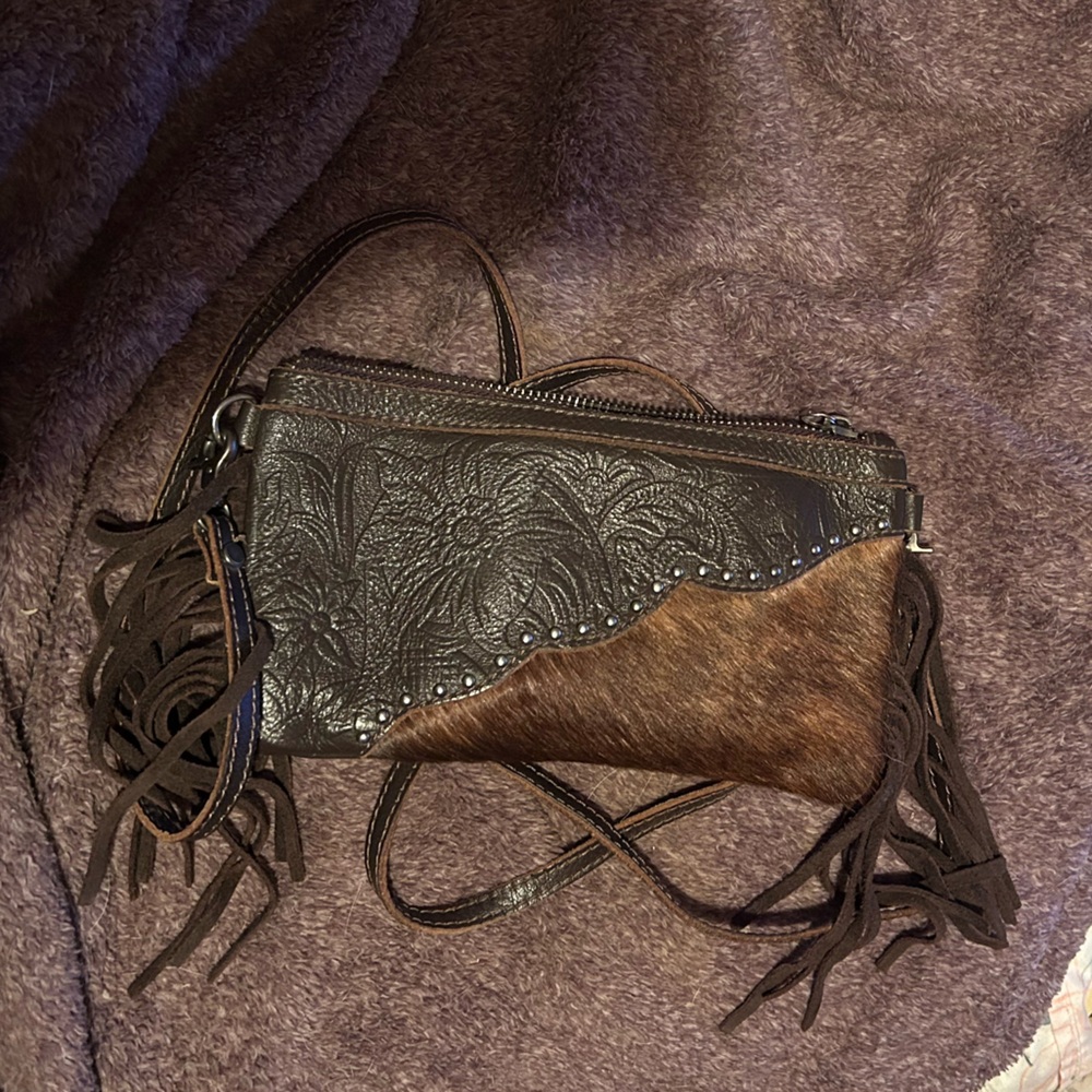 Brown Leather Fringe Women's Bag